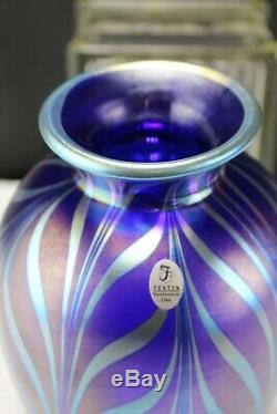 Fenton Art Glass Favrene Plumes Traîné Plume Dave Fetty Vase Usine