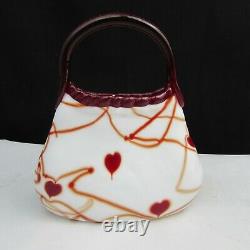 Fenton Dave Fetty Blanc Avec Red Hanging Hearts And Vines Purse W53