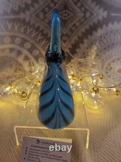 Fenton Dave Fetty Limited Edition Blue Ada’s Feathered Purse Vase #5035 K8