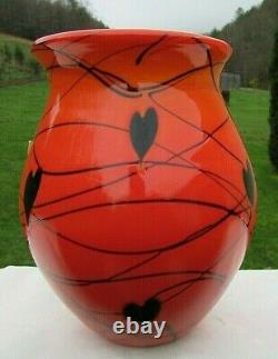 Fenton Robert Barber Dave Fetty 1975 Cœurs Suspendus Vase H #369/750 8h X 6.5w