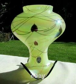 Fenton Topaz Vaseline Iridisé Dave Fetty Hanging Hearts Vase Le #58/400