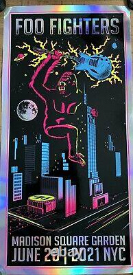 Foo Fighters Foil Poster Msg Nyc 2021 Kong Limited Variante Dave Grohl