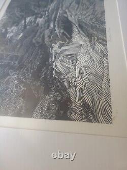 L'Écoulement de la montagne de Dave Bruner, estampe sur bois en édition limitée, art d'encre imprimé à la main.