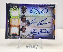 Relique d'Autographe Triple Fils Dave Stewart Jose Canseco Dennis Eckersley #14/27